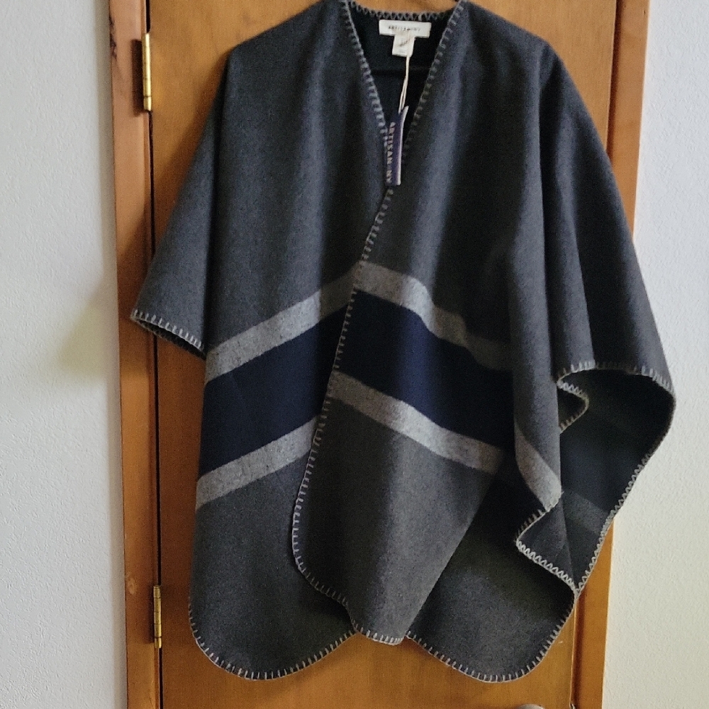 Artisan NY Gray Wool Poncho